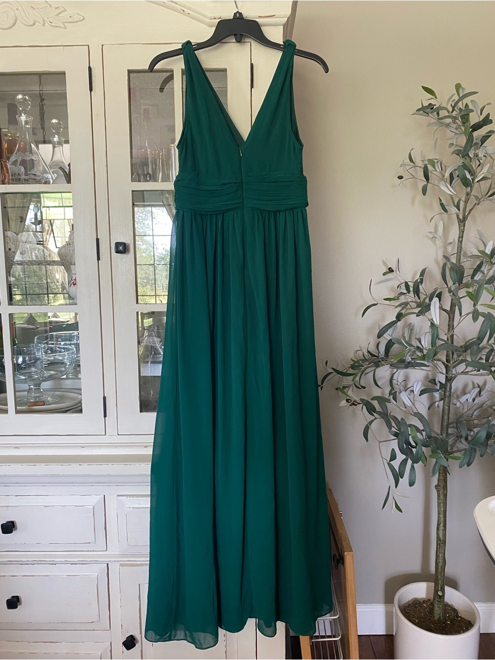 ePretty Emerald Green V-Neck Chiffon Maxi Dress